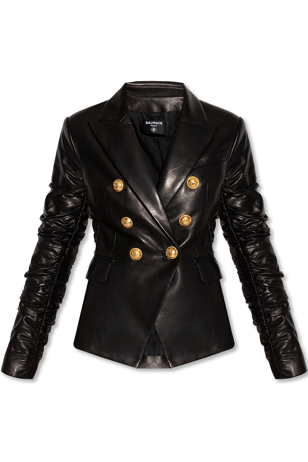 Leather balmain blazer best sale